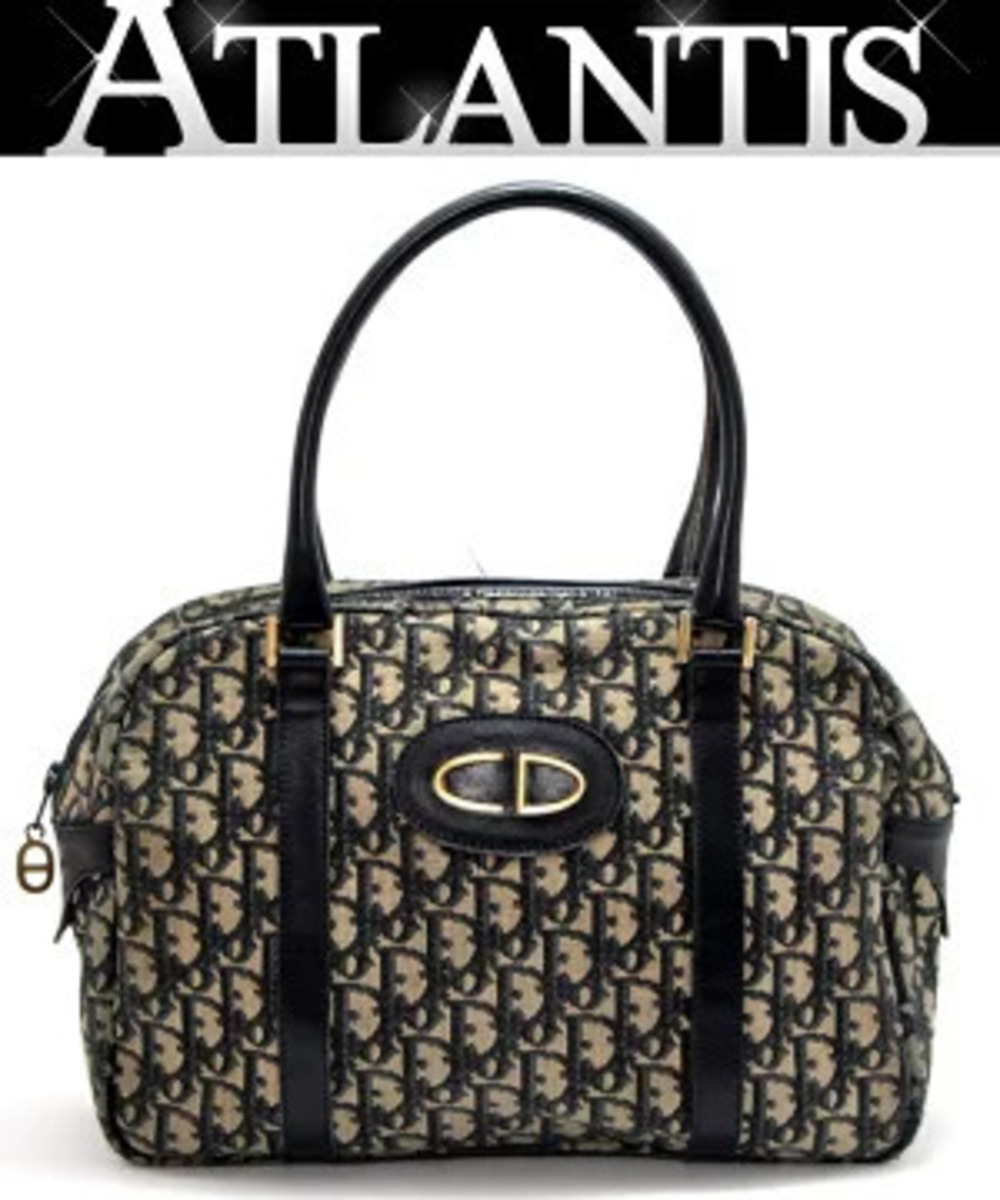 Christian Dior Trotter Handbag Canvas Navy Blue